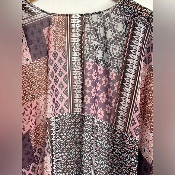 Sheer‎ Floral Patchwork One Size Open Front Kimono Topper Boho Festival Hippie - Picture 9 of 16